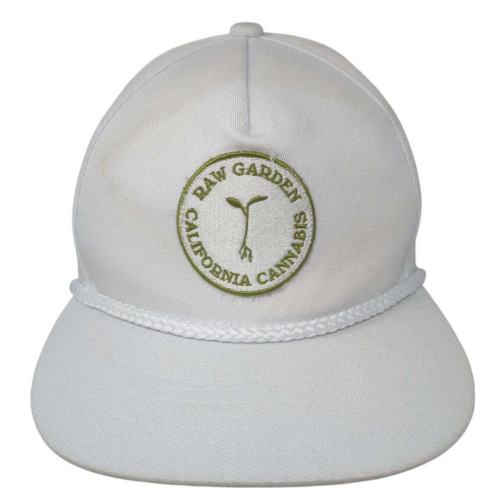 Raw Garden California Cannabis Snapback 5 Panel Cap White OS Rope Academy Fits